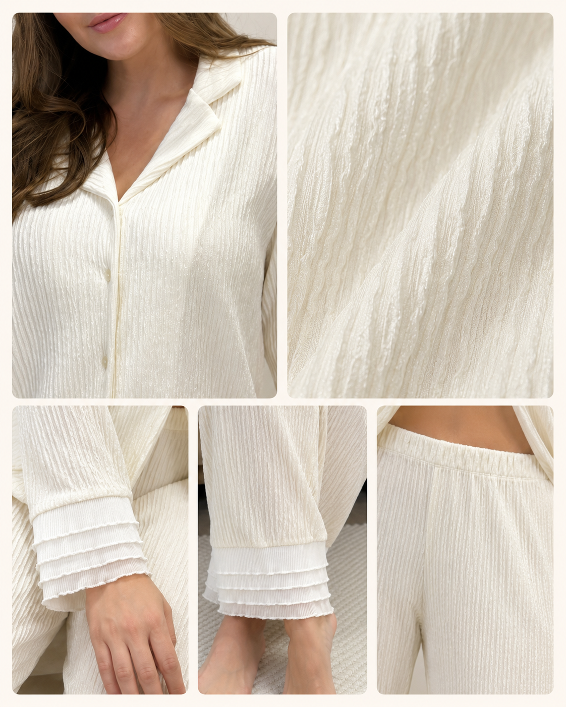 Your Prettiest Nights In — White Ruffle Pyjama Set
