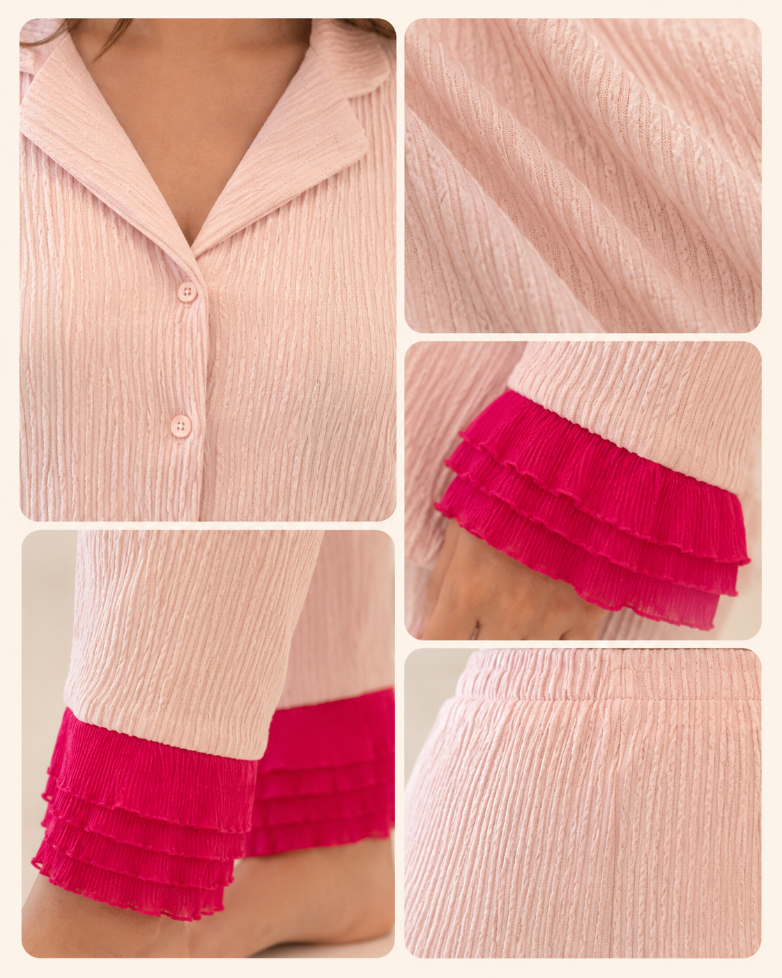 Your Prettiest Nights In — Pink Ruffle Pyjama Set