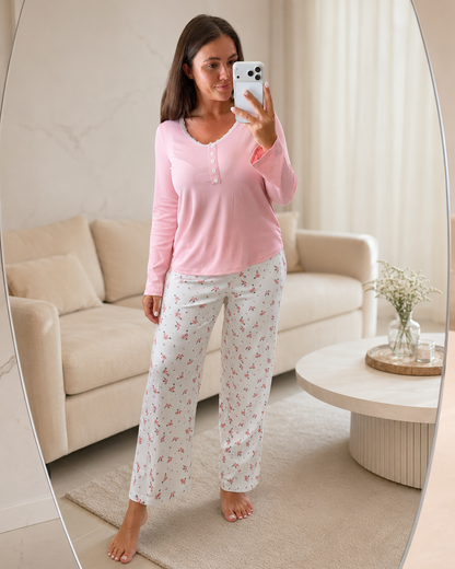 Pretty Nights, Peaceful Mornings — Pink Floral Pyjama Set