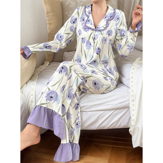 Lapel Tulip Lounge Duo – Midnight Bloom Romance