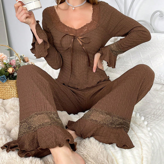 Moonbeam Lace Trim PJs – Satin Elegance for Dreamy Evenings